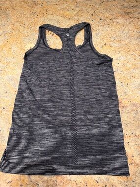 lululemon athletica Women’s Black and Gray Striped Racerback Tank